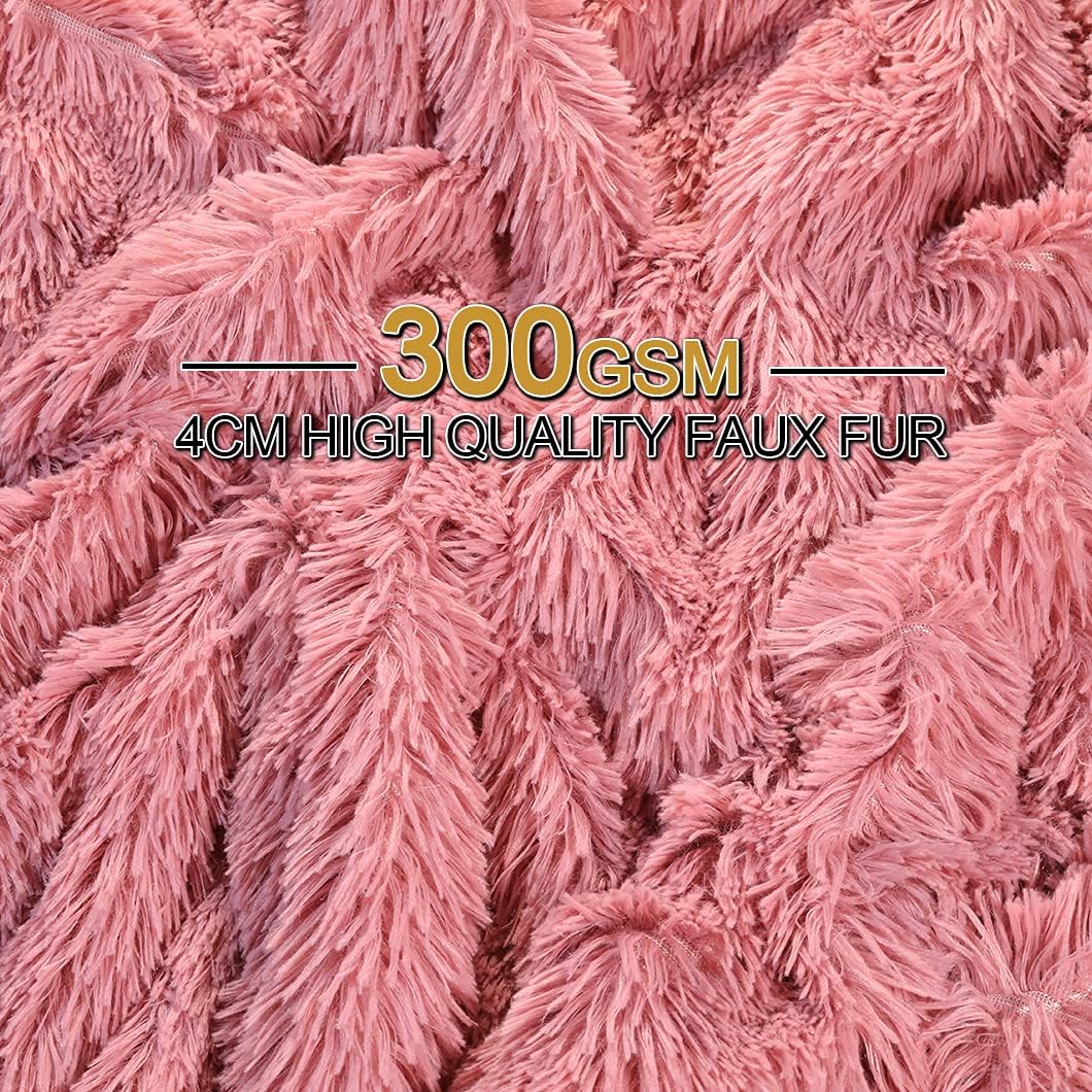 YUSOKI Long Faux Fur Throw Blanket for Sofa Couch,2 Layers,2.1lb,All Ages,Home Decoration, (Pink,50" x 60") - Image 7