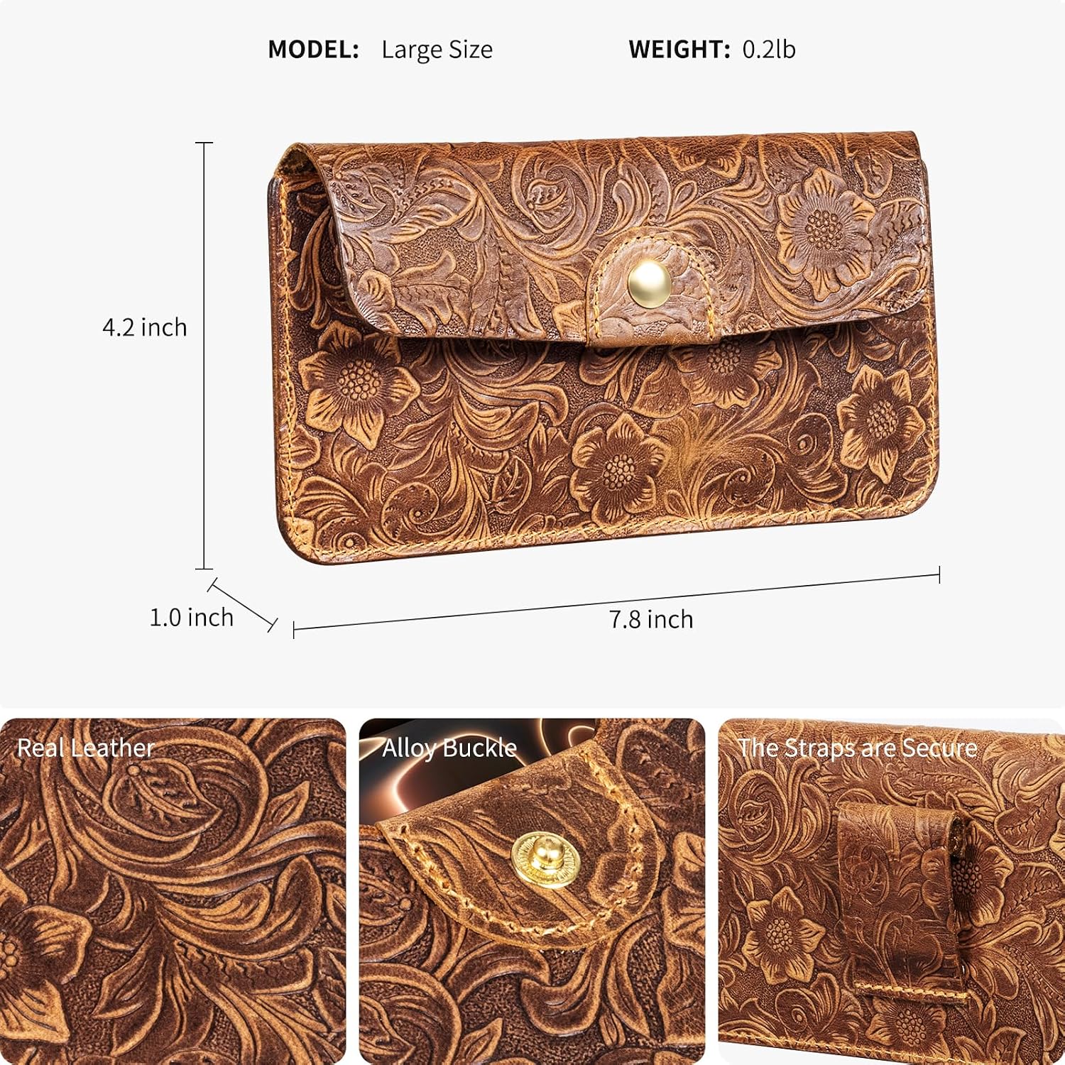 Men's Genuine Leather Mobile Phone Waist Bag, Travel, Outdoor, Hiking, Camping, Daily use Mobile Phone Wallet case, Brown