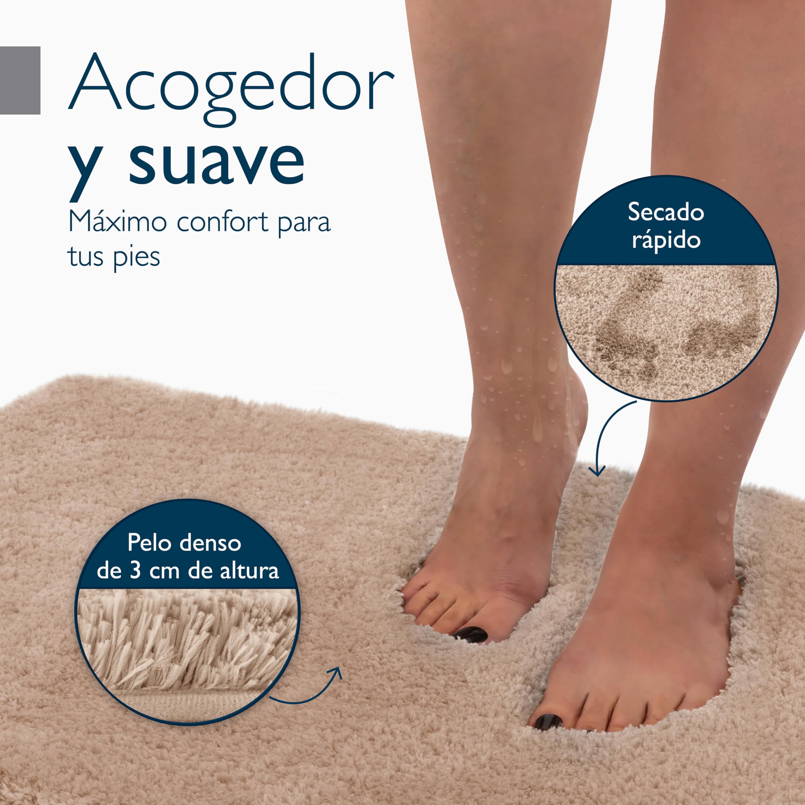 Beautissu Alfombrilla de baño Antideslizante Absorbente óptica Shaggy Suelo