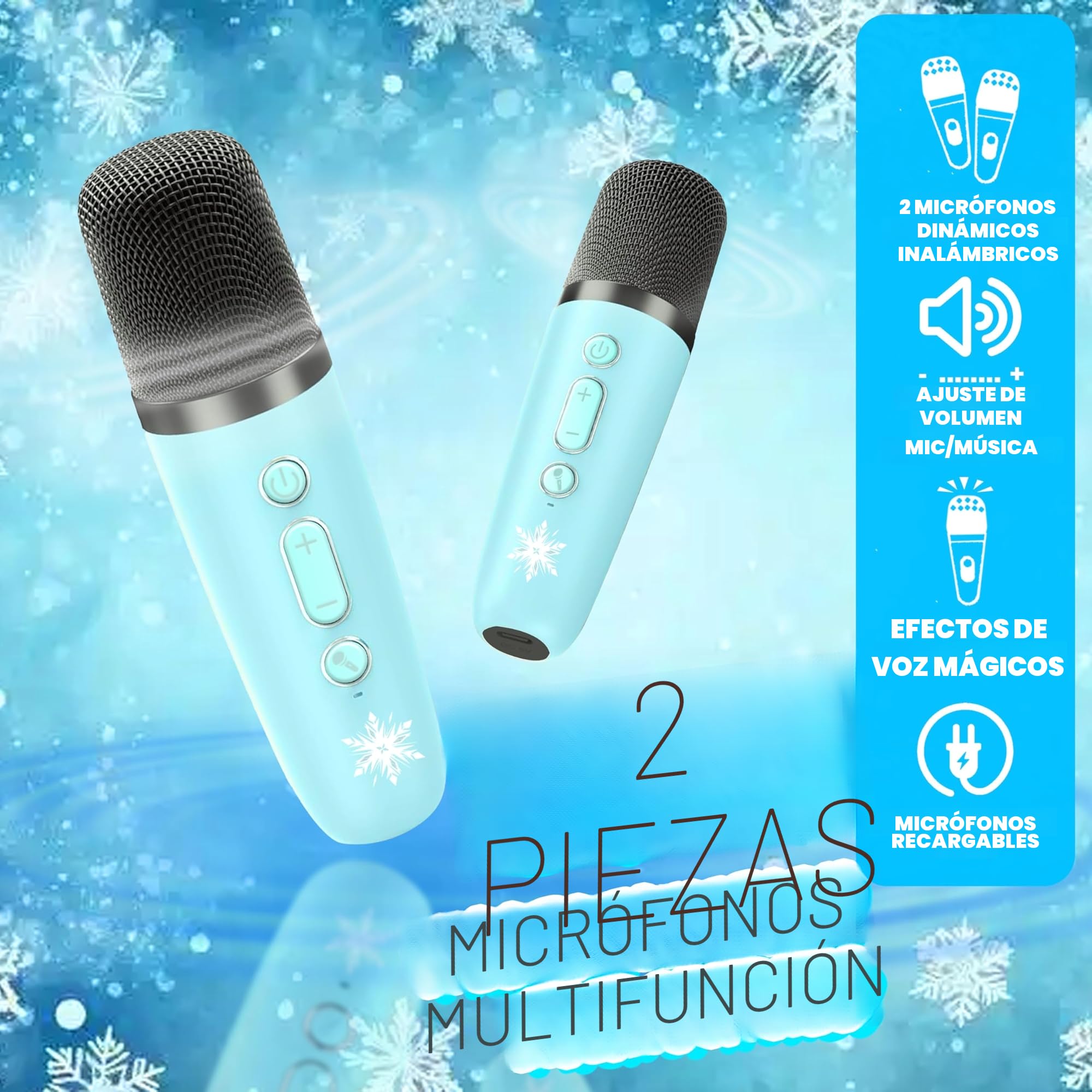 Karaoke Infantil,Frozen Juguete Microfono para Niñas,Karaoke 2 Microfonos Inalambricos,ldee Giochi Regalo para Niñas 3 4 5 6 7 8 9 Años
