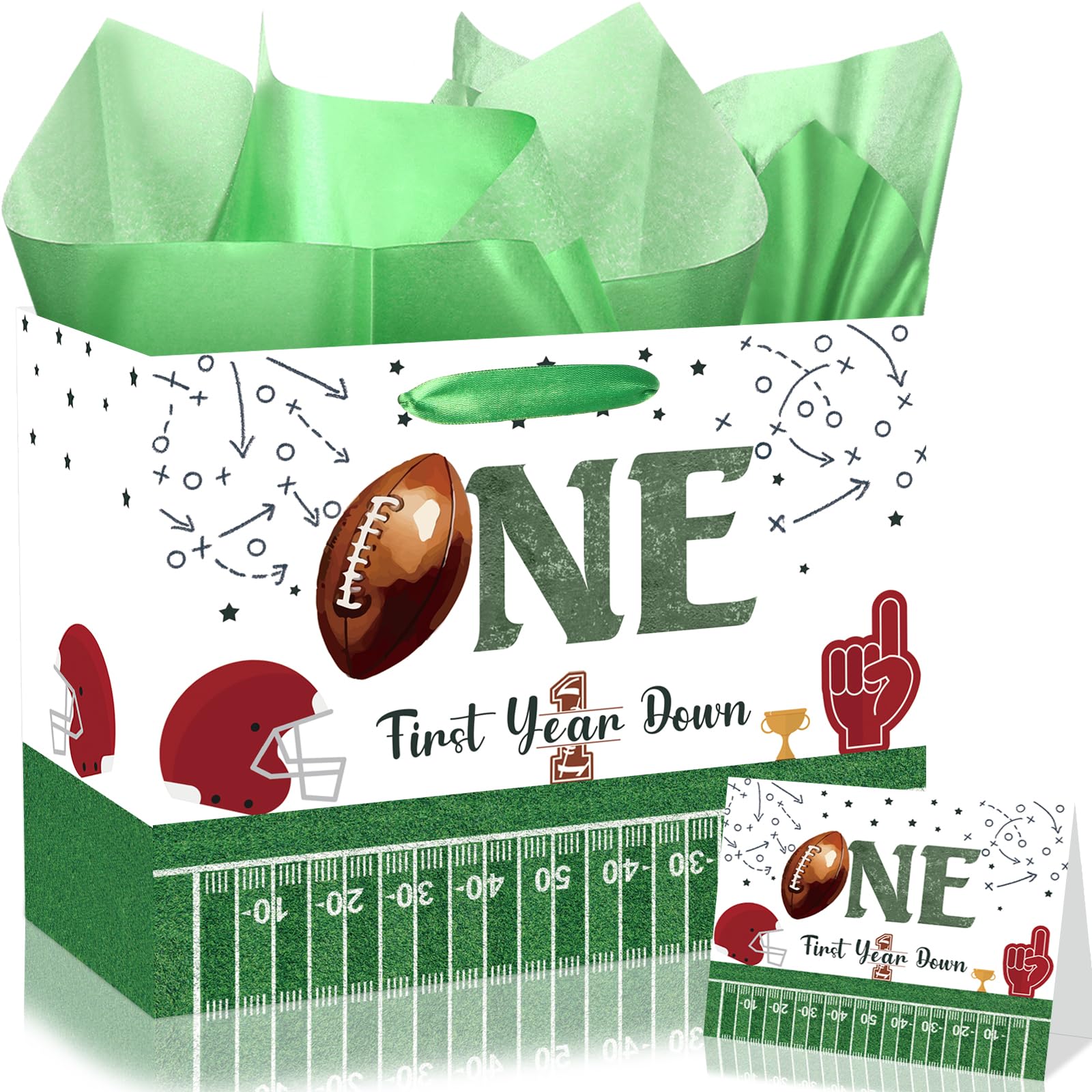Peconal Football 1st Birthday Gift Bag Football First Birthday Decorations First Year Down Gift Wrapping Paper Bag for Sports Theme Christmas Baby
