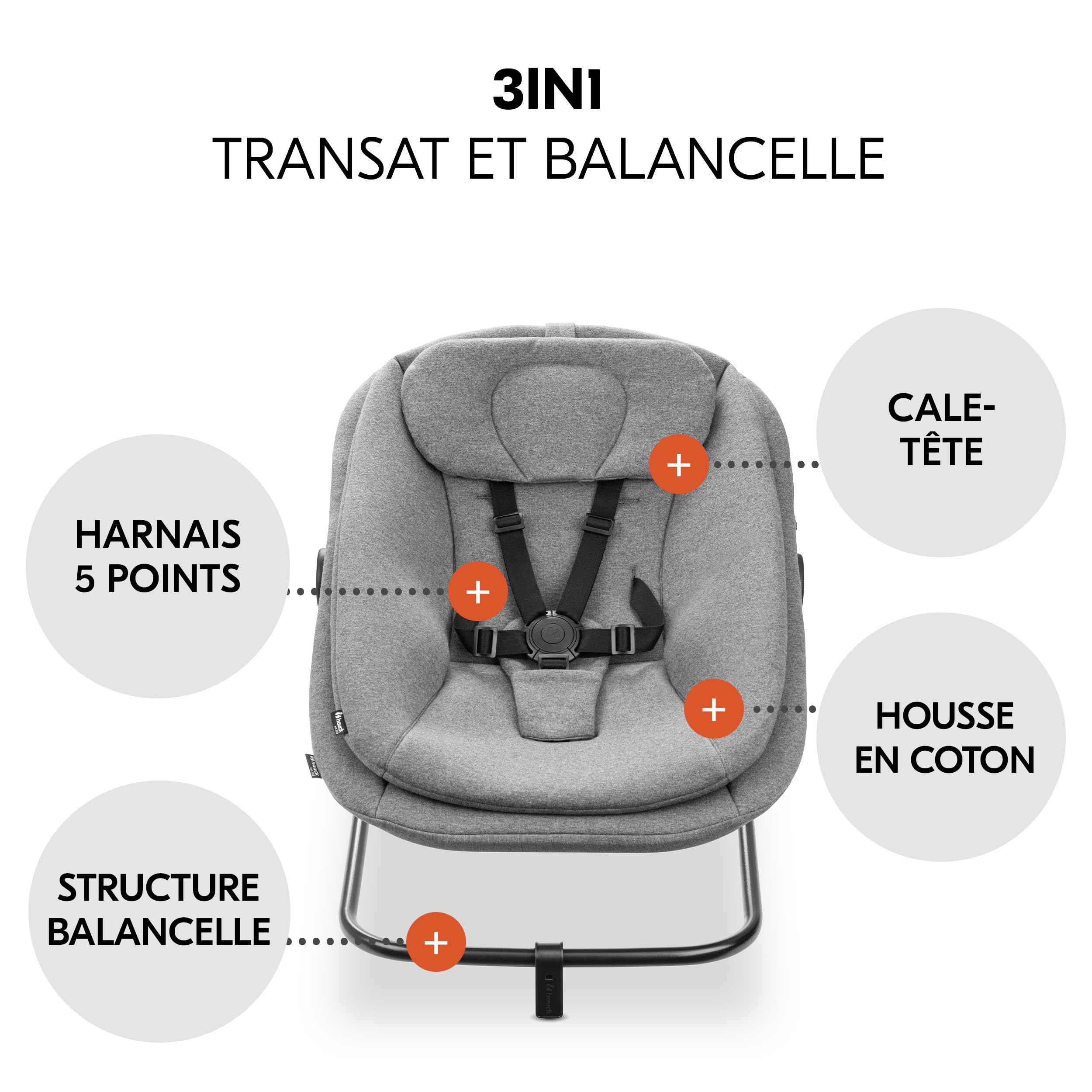 hauck Chaise Haute Bébé Beta+ avec Siège Highchair Bouncer - Natural | Chaise haute évolutive en bois, de la naissance à 90 kg, inclus assise bébé ergonomique, roues, plateau repas, coussin