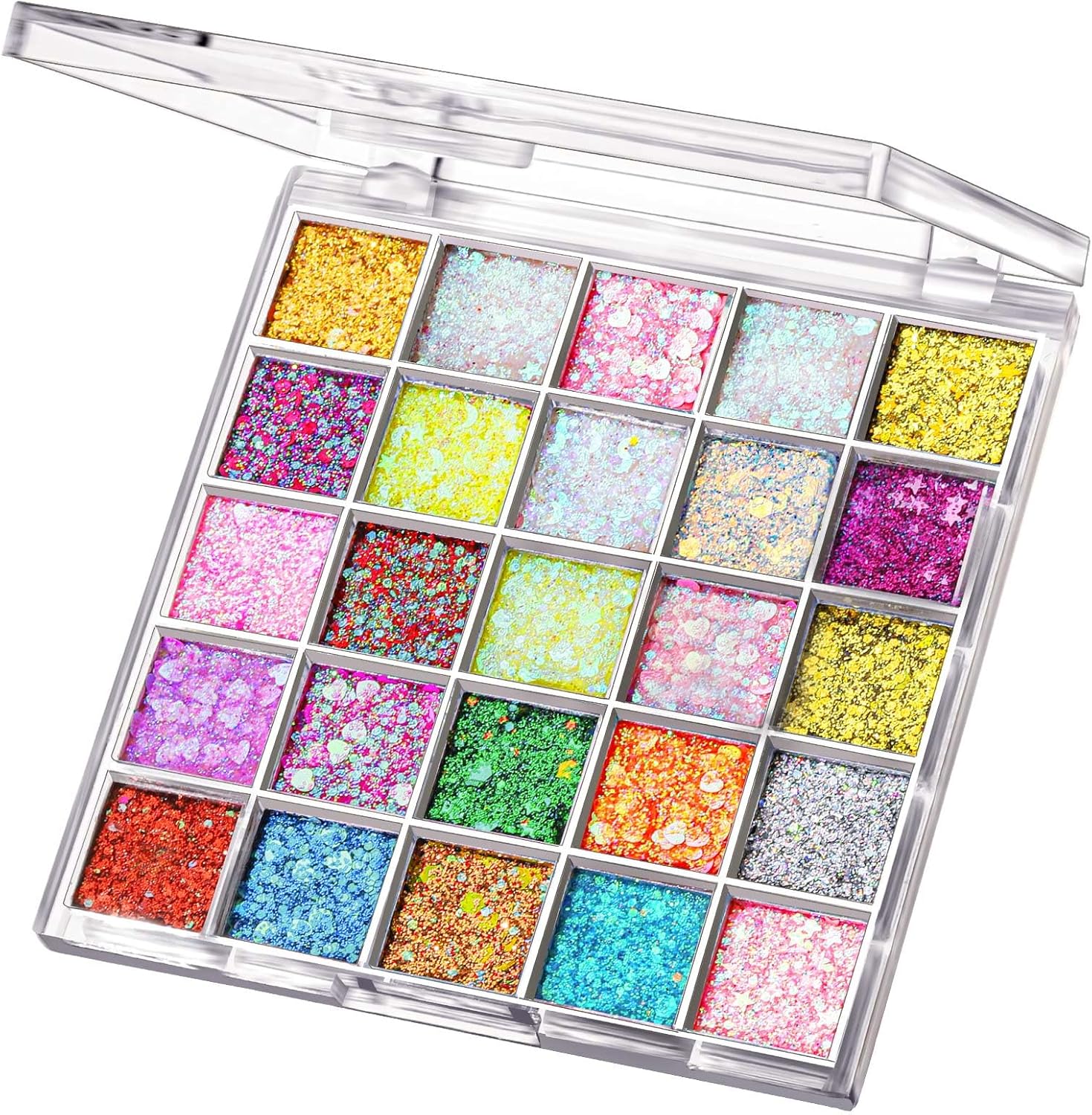 FANDAMEI 25 Colors Face Glitter, Face Glitter for Women Kids Girls, Glitter Gel No Glue Needed, Glitter for Body Hair Halloween Rave Carnival Makeup