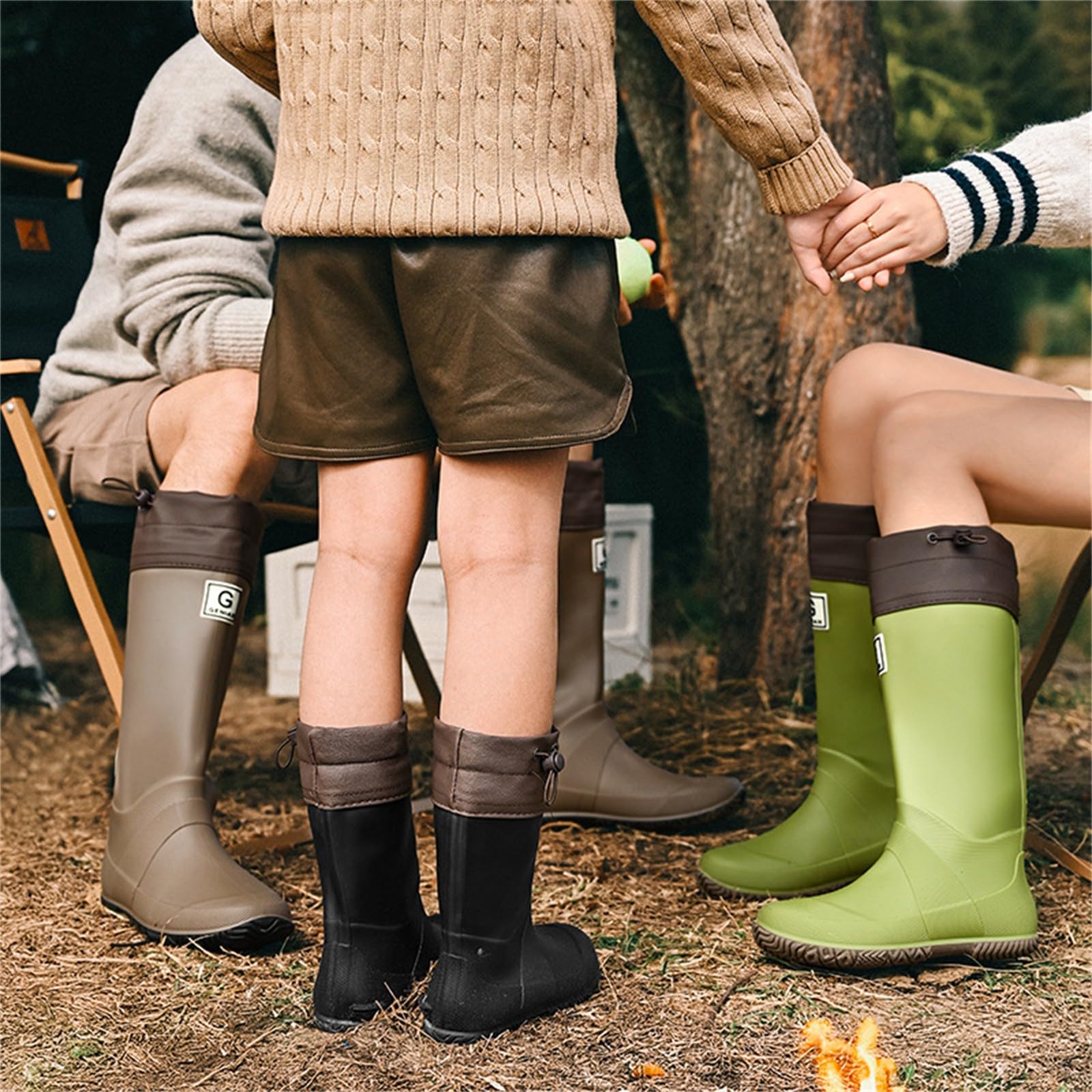 Botas De Agua Mujer Chelsea Antideslizante Tobillo Botines Jardín Trabajo Wellington Lluvia Flexible Marrón