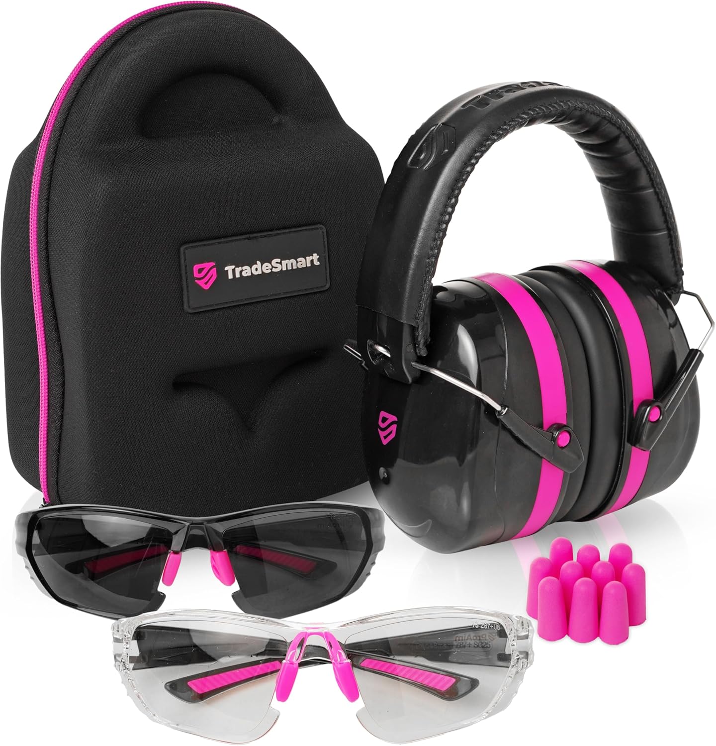 TradeSmart All-in-One Shooting Ear Protection - Comfort+ NRR 28 Earmuffs, Glasses & Earplugs + Carry Case