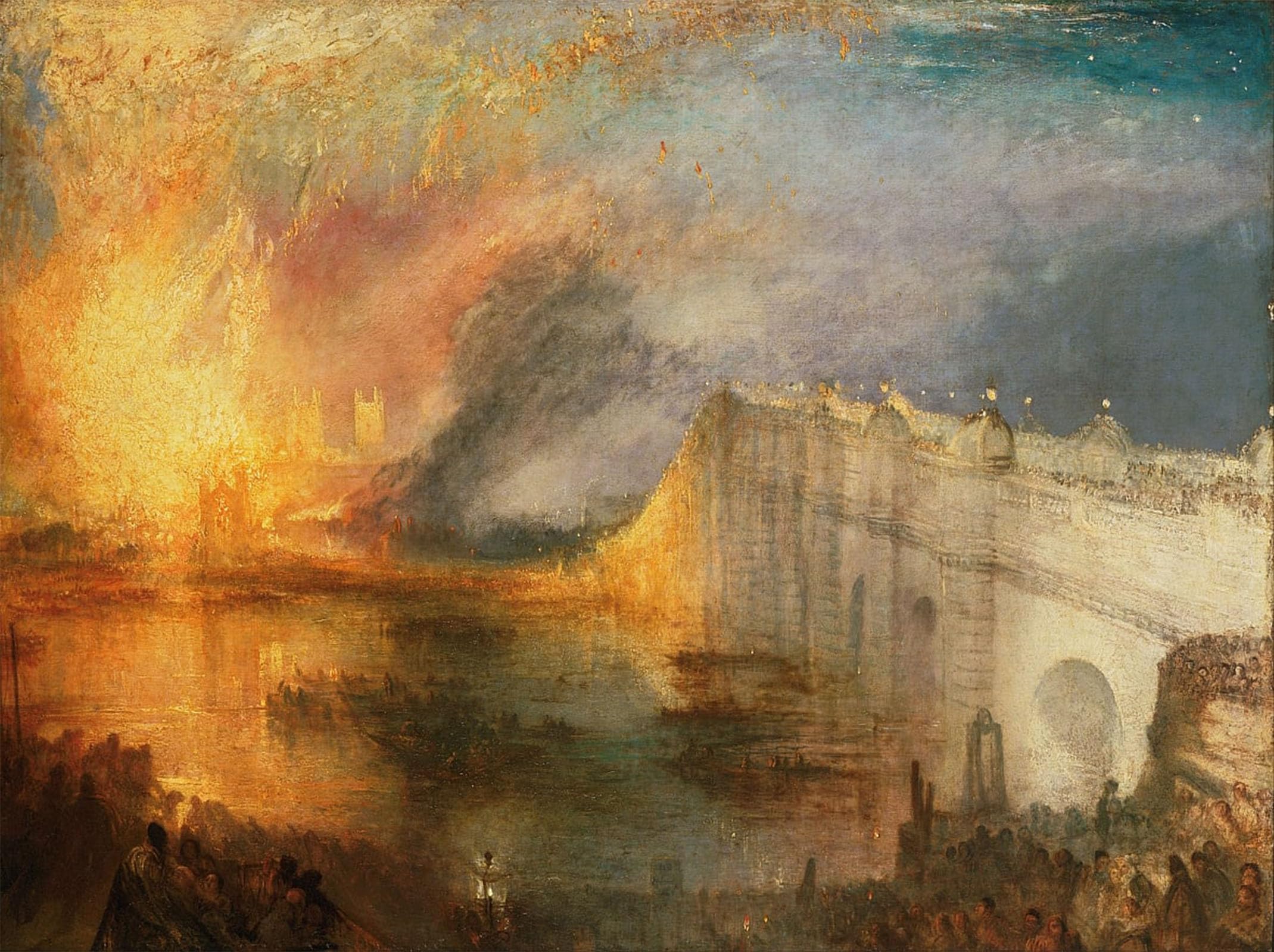 SERENDIPITP Vintage Picture Print on Canvas Wall Art Poster the Burning of the Houses of Lords October by Mallord William Turner Artwork Print Poster for Wall Decor 60x90cm