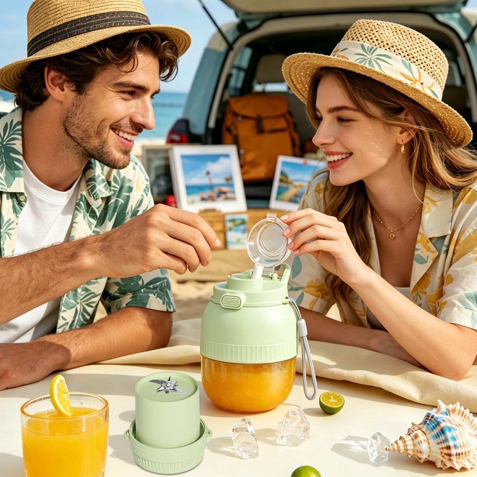 Gobelet Mixeur Portable Bouteille électrique sans fil étanche 500 ml | Blender à Jus Frais Pour Shakes Café Boissons Aliments Voyage Cuisine Extérieur Pique-nique Camping Maison Été
