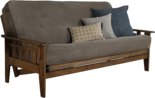 Miniatura 15 de Kodiak Furniture Tucson - Juego de futón de tamaño completo en acabado rústico de nogal, color negro gamuza Negro (Suede Black),Solo marco,Marmont