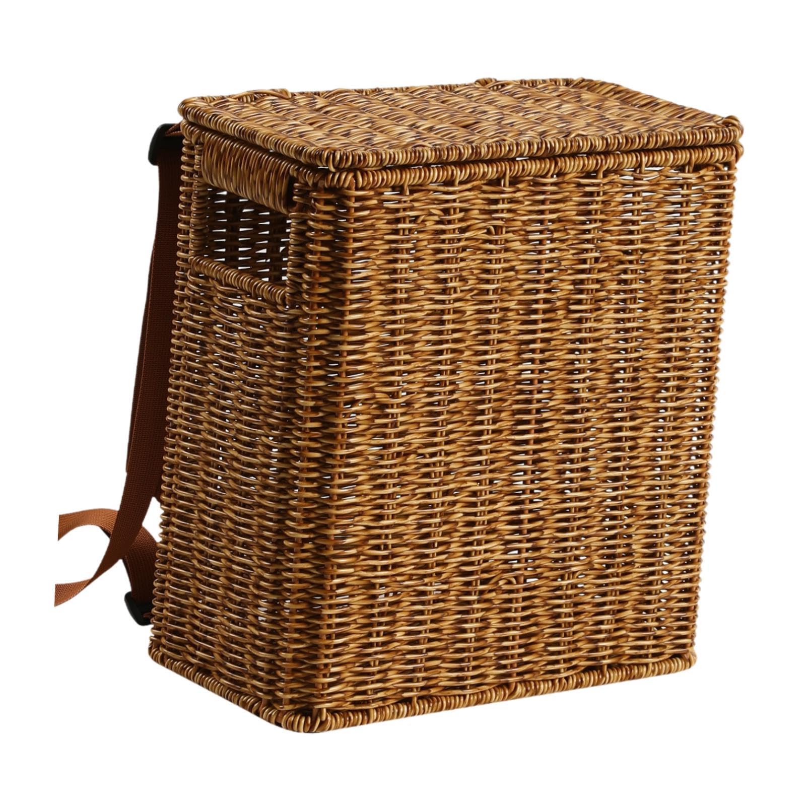 Baoblaze Woven Baskets Backpack Handwoven Handmade Versatile Lightweight Rustic Orchard Picking Basket Picnic Basket for Children Farm, Brown