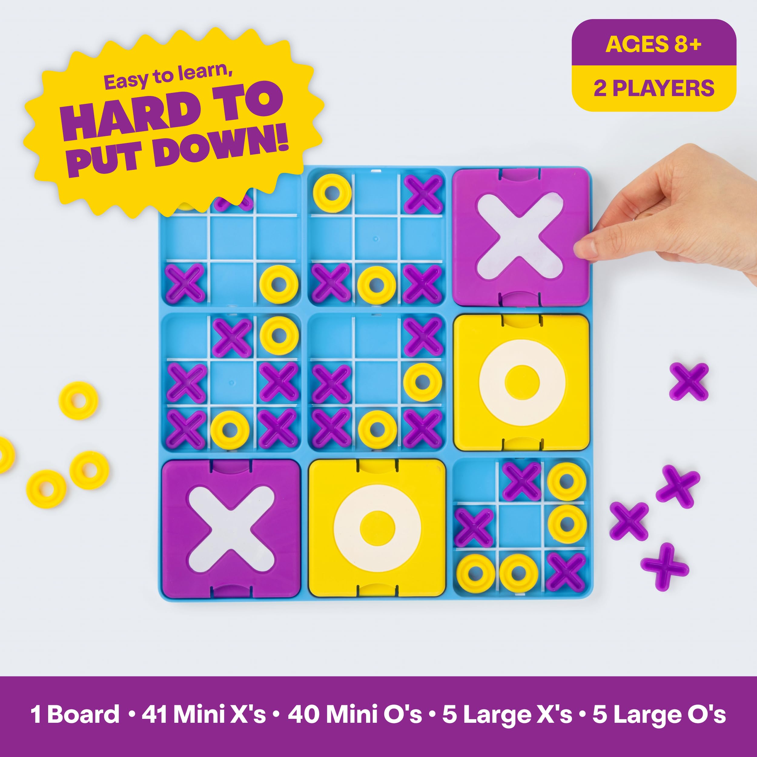 What Do You Meme? Ultimate Tic Tac Toe von Relatable, lustige Brettspiele für Familientreffen, tolle Spiele für Kinder ab 8 Jahren, inklusive 1 Brett, 41 Mini-X, 40 Mini-O's, 5 große X's, 5 große O's