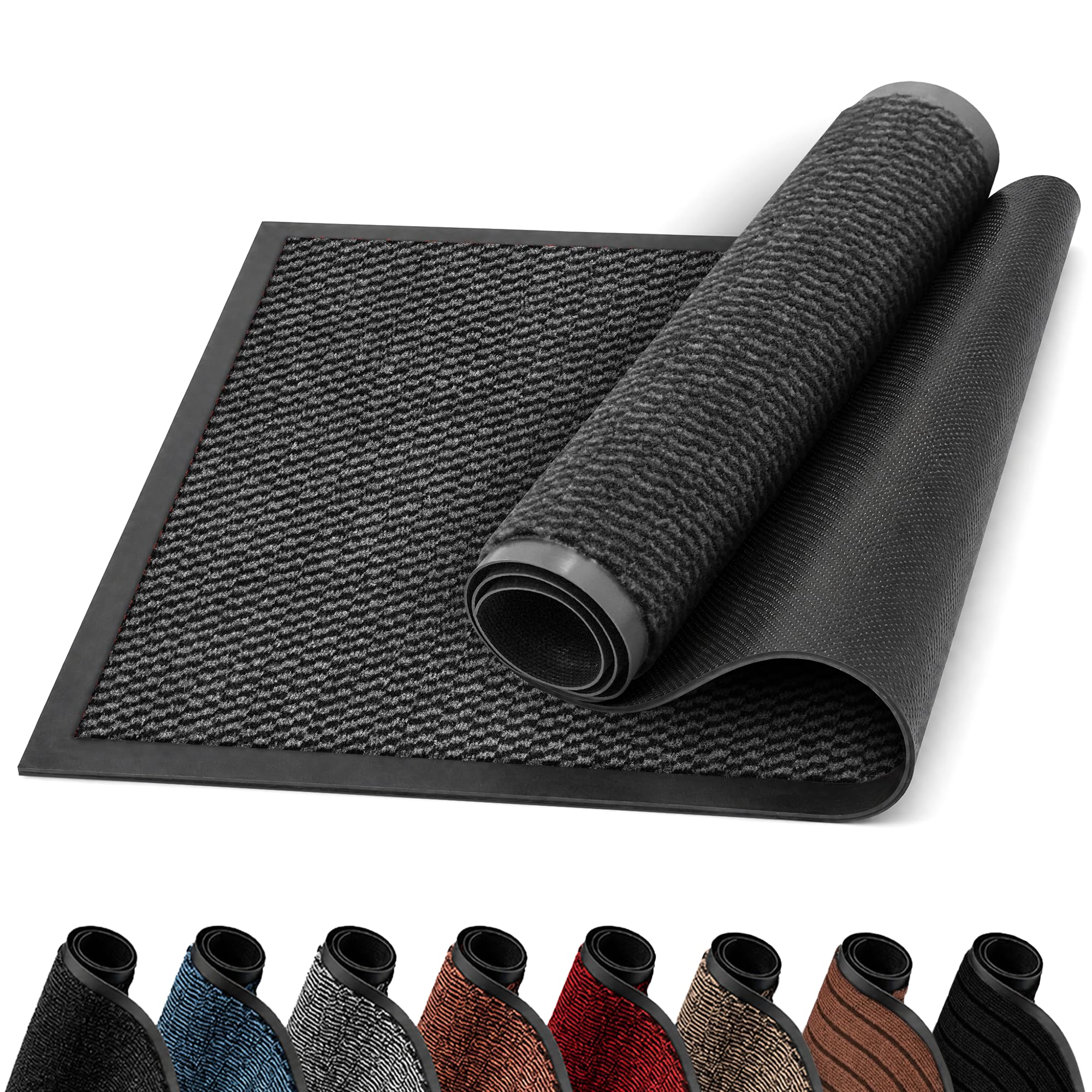 SG Door Mat Outdoor & Indoor - Anti Slip Rubber Backed Washable Doormat, Absorbent Dirt-Trapping Front Door Mats, (Grey - 120 x 180cm)