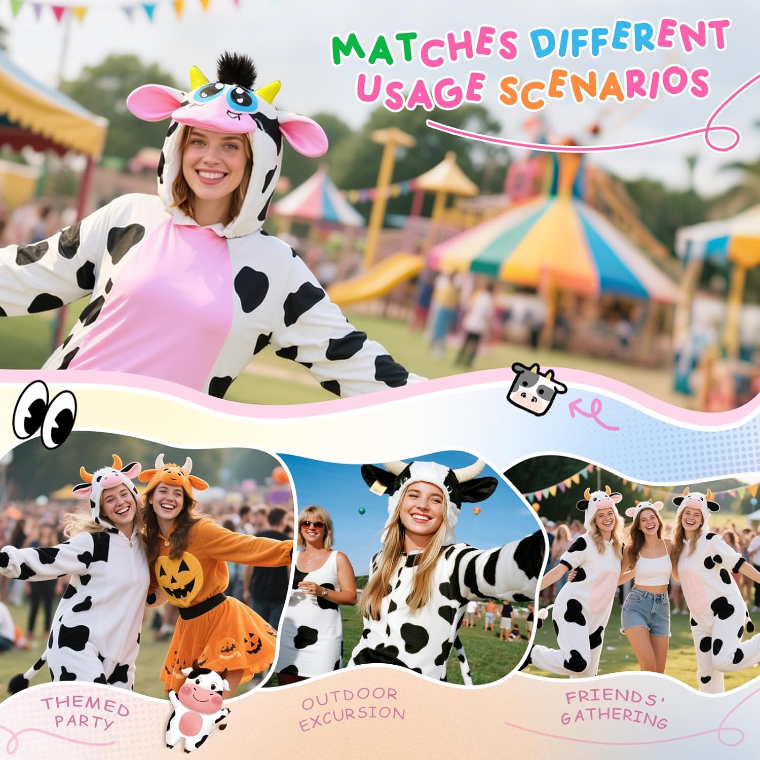 Animal Hoodie with Ears Costume Dress for Women Plush Fitted Christmas Cosplay Outfit with Hood, Tail - Image 4