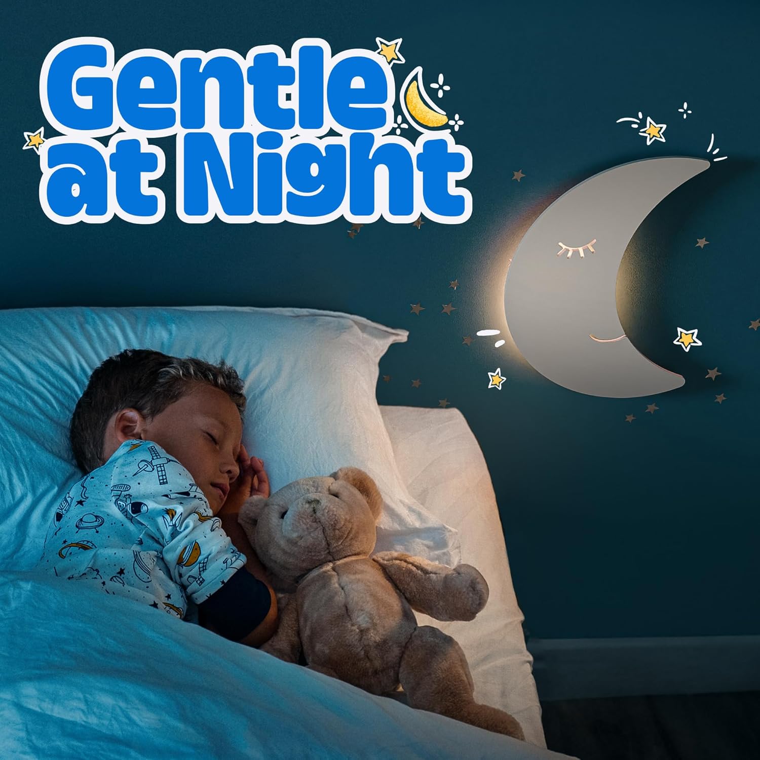 Tip perk 2 Pack Cloud & Moon Lights - Floating Cloud & Moon Wall Lamps for Nursery | Cute Floating Lamps for Kids Bedroom | Battery-Operated Hanging Night Lights for Bedroom/Baby Nursery