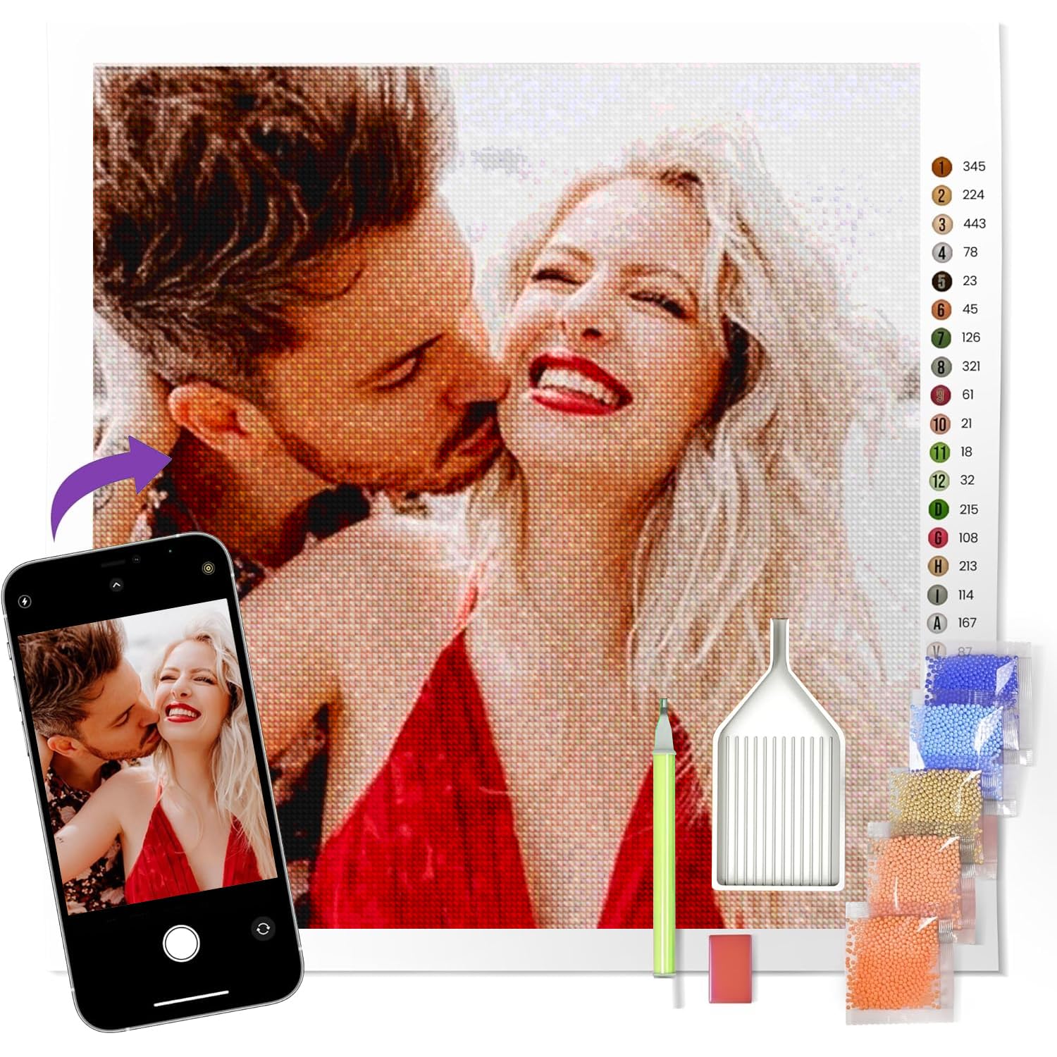 HOBULL Diamond Painting Bilder Eigenes Foto Personalisiert - 5D Benutzerdefinierte Diamant Painting für Erwachsene Personalisiert, Custom Diamant Full Bilder Ideale Geschenk Set DIY Home Decor