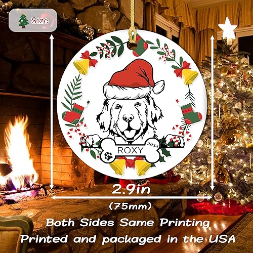 Miniatura 4 de Adornos personalizados para perro para árbol de Navidad 2024, adorno de Navidad personalizado para perros con nombre, regalos de decoración de árbol