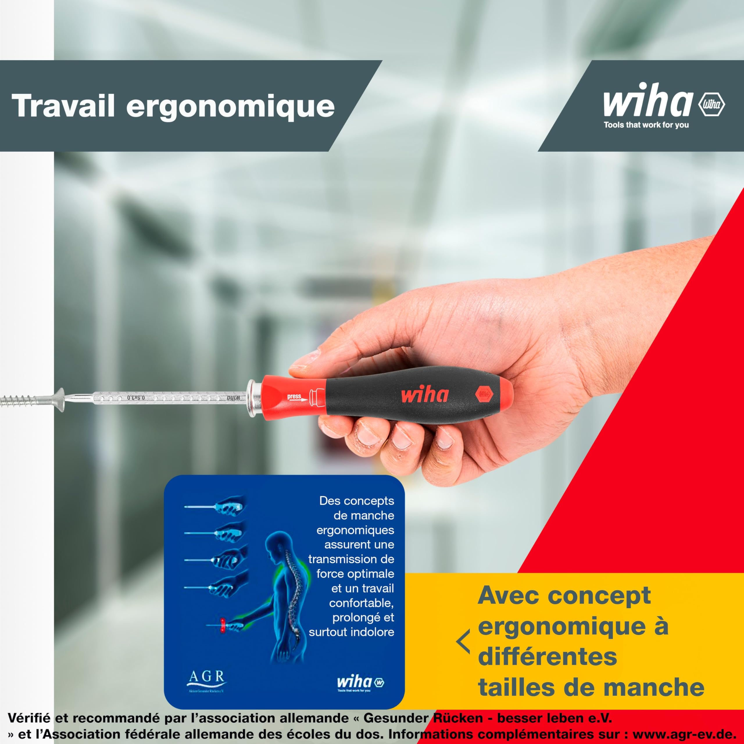 Wiha 3591 Lot de 11 Tournevis à fente/cruciforme/réversible | (03591) For recessed screws, hex, Phillips, TORX, slotted incl. roll-up pouch I screwdriver set