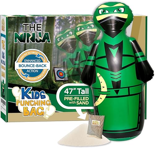 Miniatura 13 de Bolsa J&A's Inflatable Dudes, ninja de 47 pulgadas, saco para golpear, saco de boxeo, juguete inflable, vinilo de calidad superior, base lista