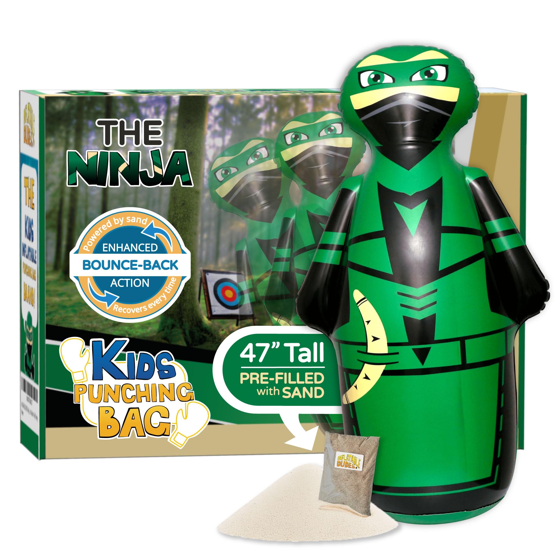 INFLATABLE DUDES Kids Punching Bag- Bop Bag | Sand-Base
