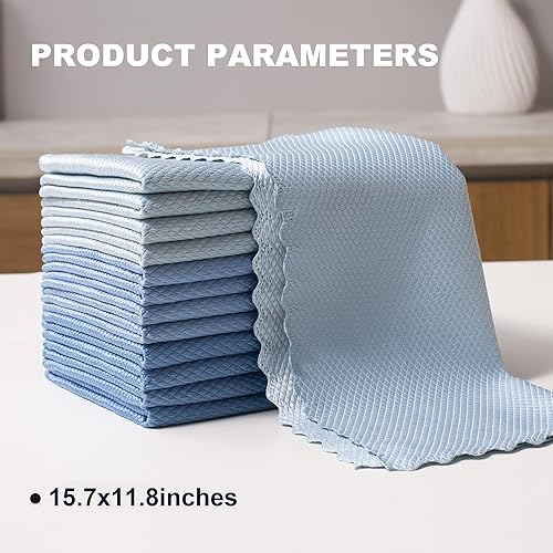 Vista 16 de JOYMOOP Paquete de 18 paños de limpieza de microfibra, toallas de cocina para lavar platos, paños absorbentes sin manchas sin pelusa para limpieza