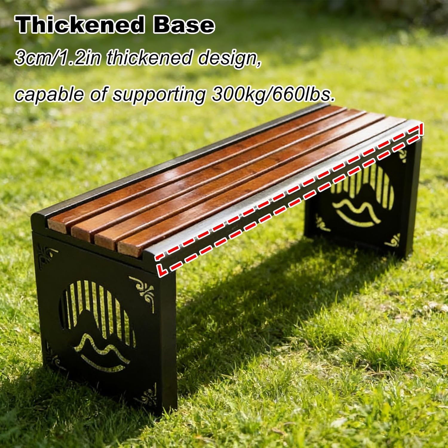 Park Bench with Solid Wood Seat, Outdoor Bench with Galvanized Steel Legs, Suitable for Courtyards, Streets, Squares, and Lawns(120x40x45cm/47x16x18in)