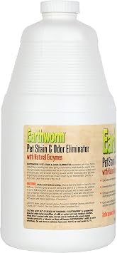 Earthworm Pet Stain Remover & Odor Eliminator- Removes Urine Smell with Natural Enzyme Formula, Fragrance Free Spray - 64 oz