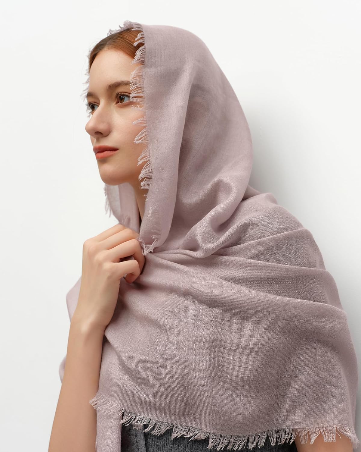 KVSS Women's Fine Knit Shawl, 55% Cashmere 45% Mulberry Silk, X Gauge 120/2NM Yarn Lightweight Spring Summer Wrap Scarf