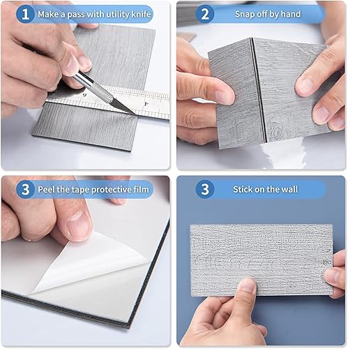 Miniatura 6 de Art3d Azulejos de 32 piezas para despegar y pegar para cocina, baño, 3 x 6 pulgadas. Pegar en azulejos de metro de madera envejecida