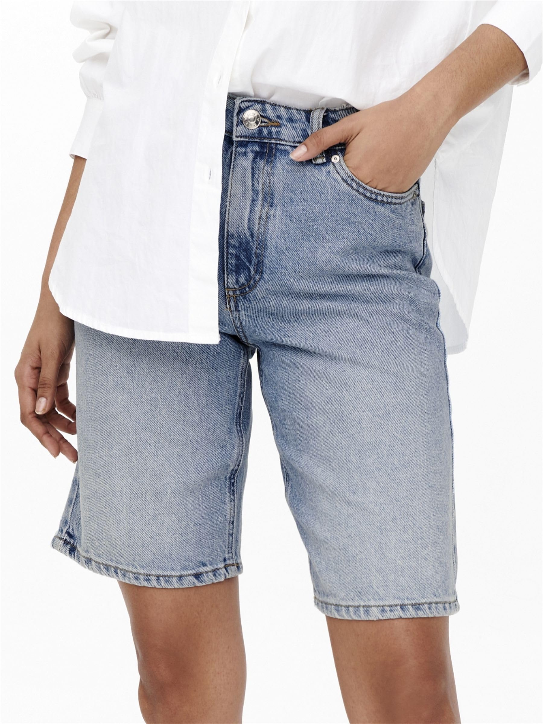 ONLY Shorts de Mujer con Cinco Bolsillos y Cremallera