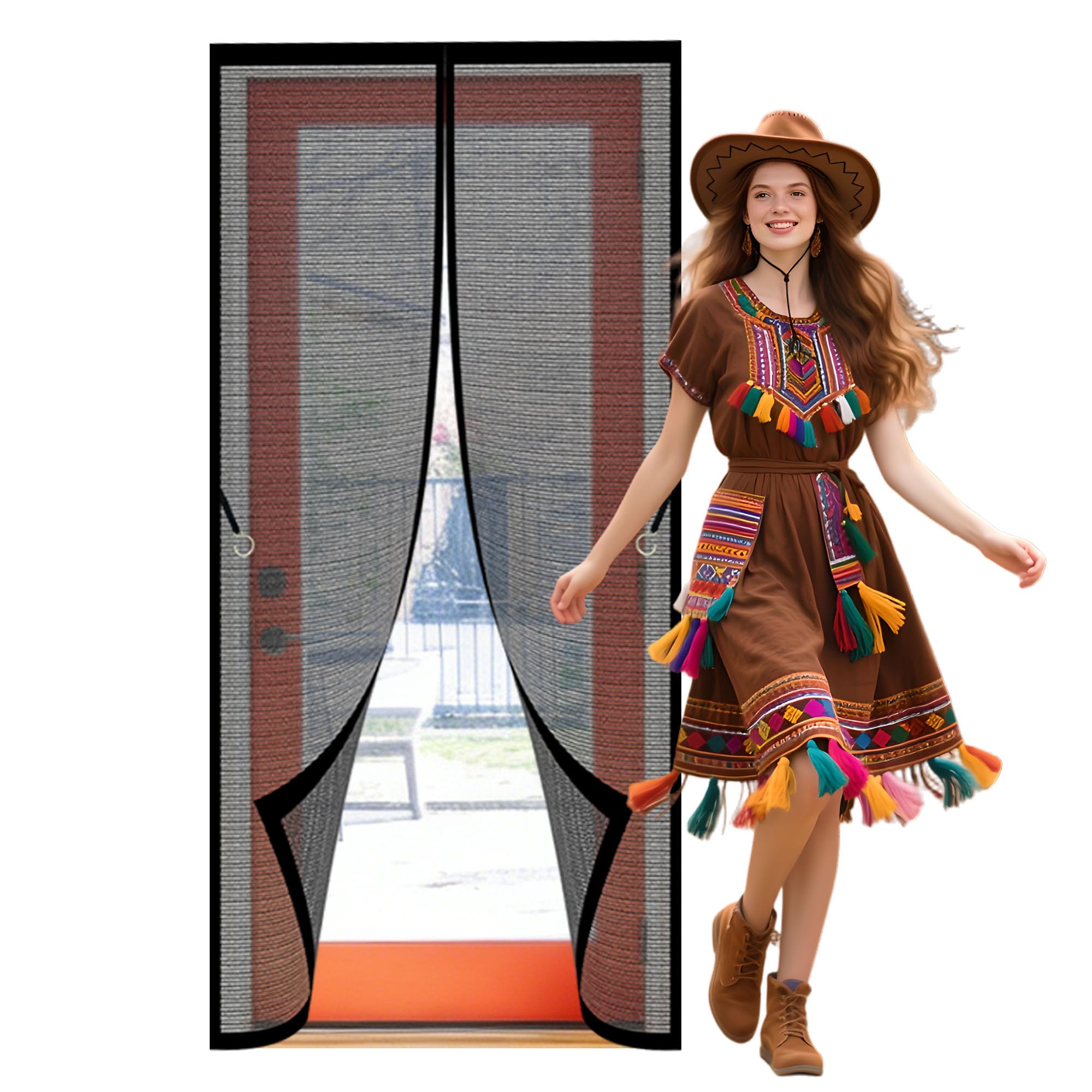 Magnetic Door Curtains Fly Screen 134 x 226 cm Self Sealing Double Door Magnetic Fly Screen Keeps Flies Mosquitoes Out for Living Room, Bedroom, Patio, Black