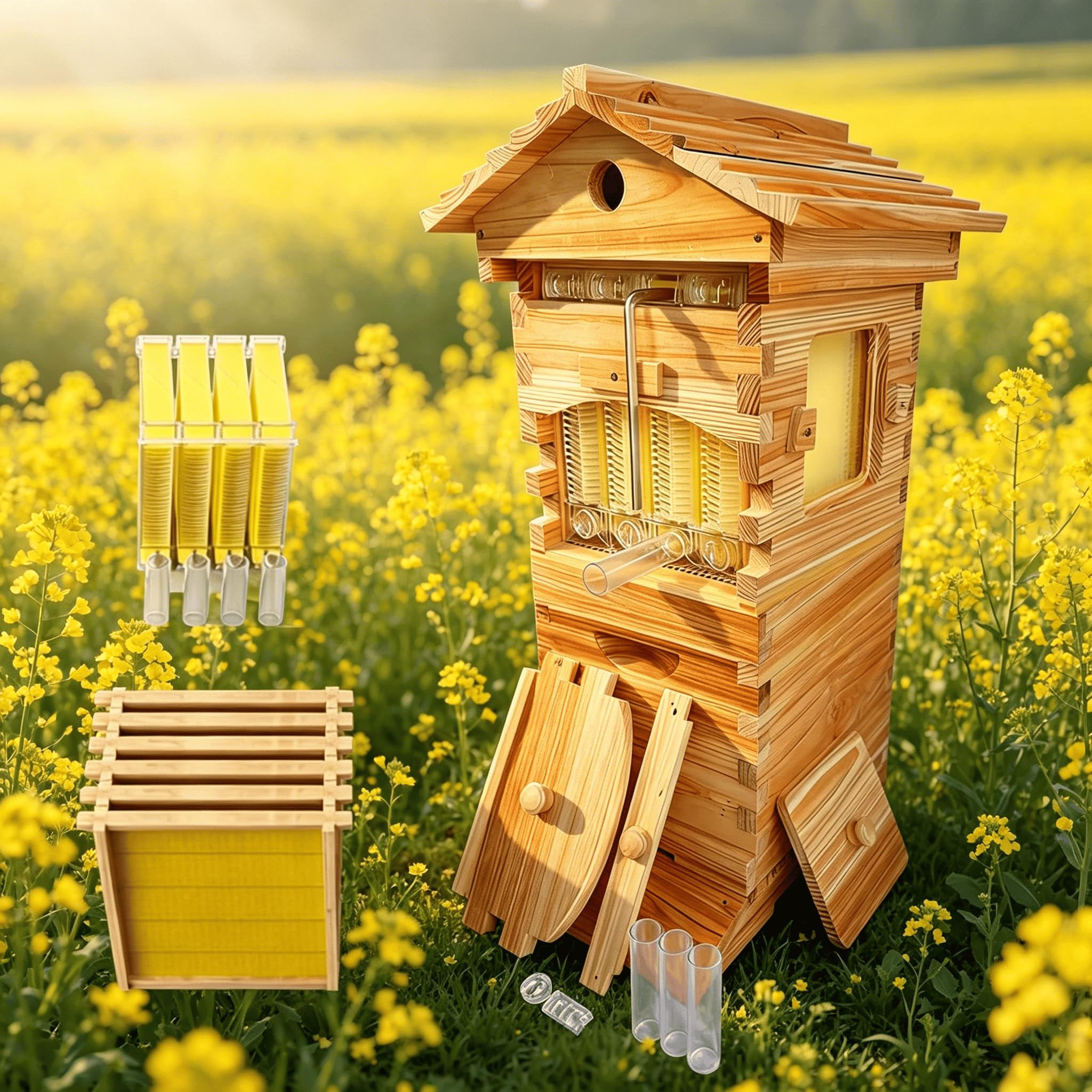 Flow Hive Bienenbox mit selbstfließendem Honigauslauf, nutzerfreundliches Set für Hobbyimker und Gartenbestäuber