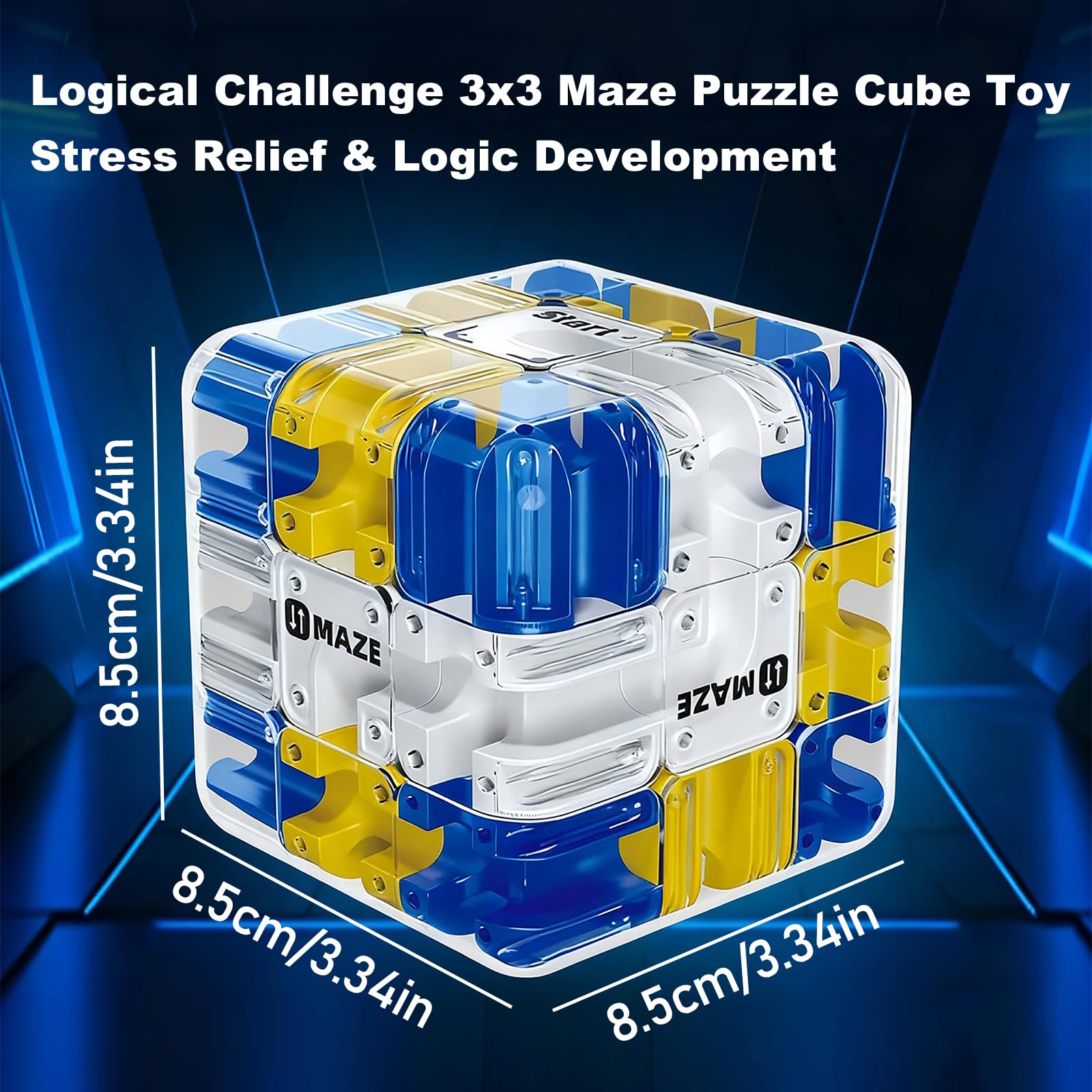 1 pcsGrand Labyrinthe 3D - Jouet Stimulant Le Cerveau,Cube Labyrinthe à Billes,Entraînement 1 pcsGrand Labyrinthe 3D - Jouet Stimulant Le Cerveau,Cube Labyrinthe à Billes,Entraînement