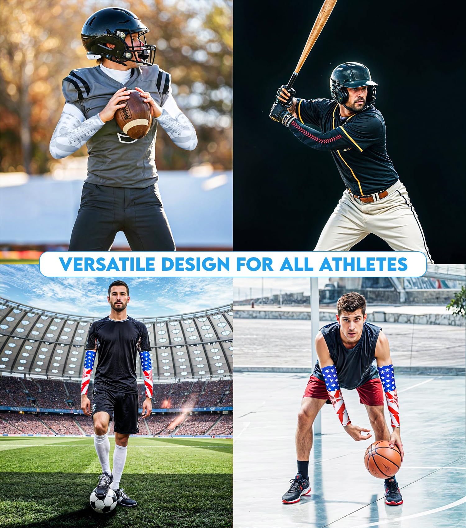 Exxact Sports Mangas de compresión para hombres, manga de brazo de béisbol para jóvenes y adultos, fútbol, baloncesto y deportes (1 par)