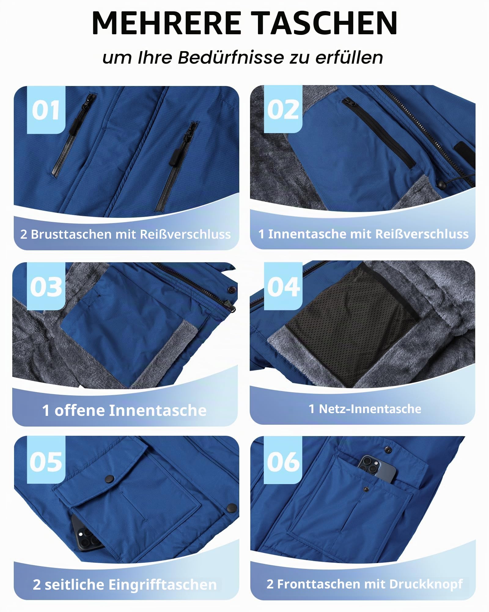 Tansozer Herren Wasserabweisende Gefütterte Winterjacke