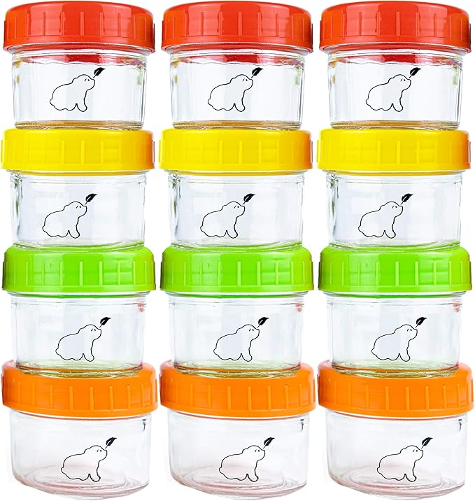 Budding Bear Glass Baby Food Storage Containers 120 ml / 4 fl oz (Set