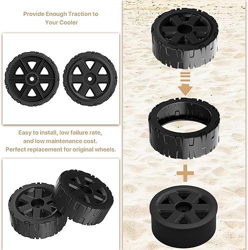 Miniatura 5 de Ruedas más frías de 4 pulgadas, se adapta a rodillos de bebidas de 5 galones, rodillos de cubitos de hielo de 60/70 cuartos de galón, kit de