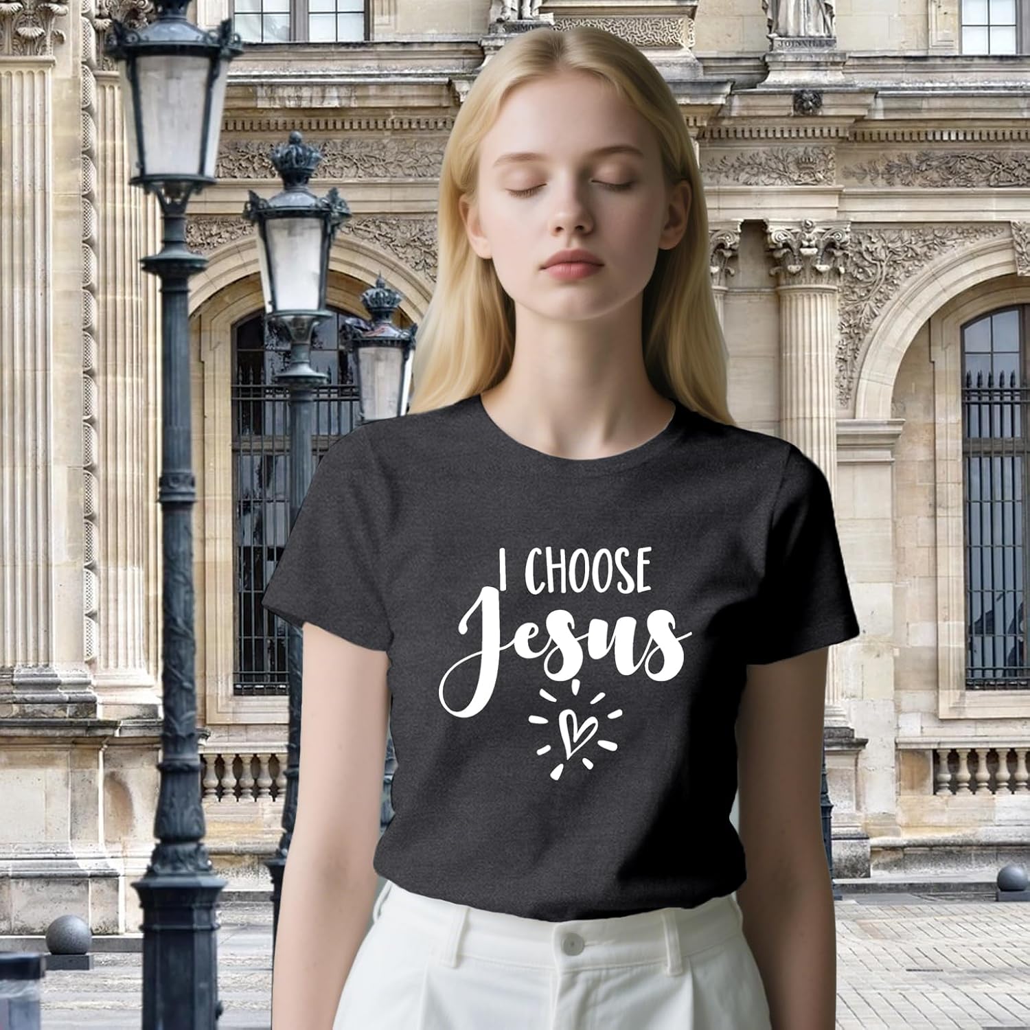 Christian Shirts for Women Jesus T-Shirt I Choose Jesus Tee Tops - Image 3