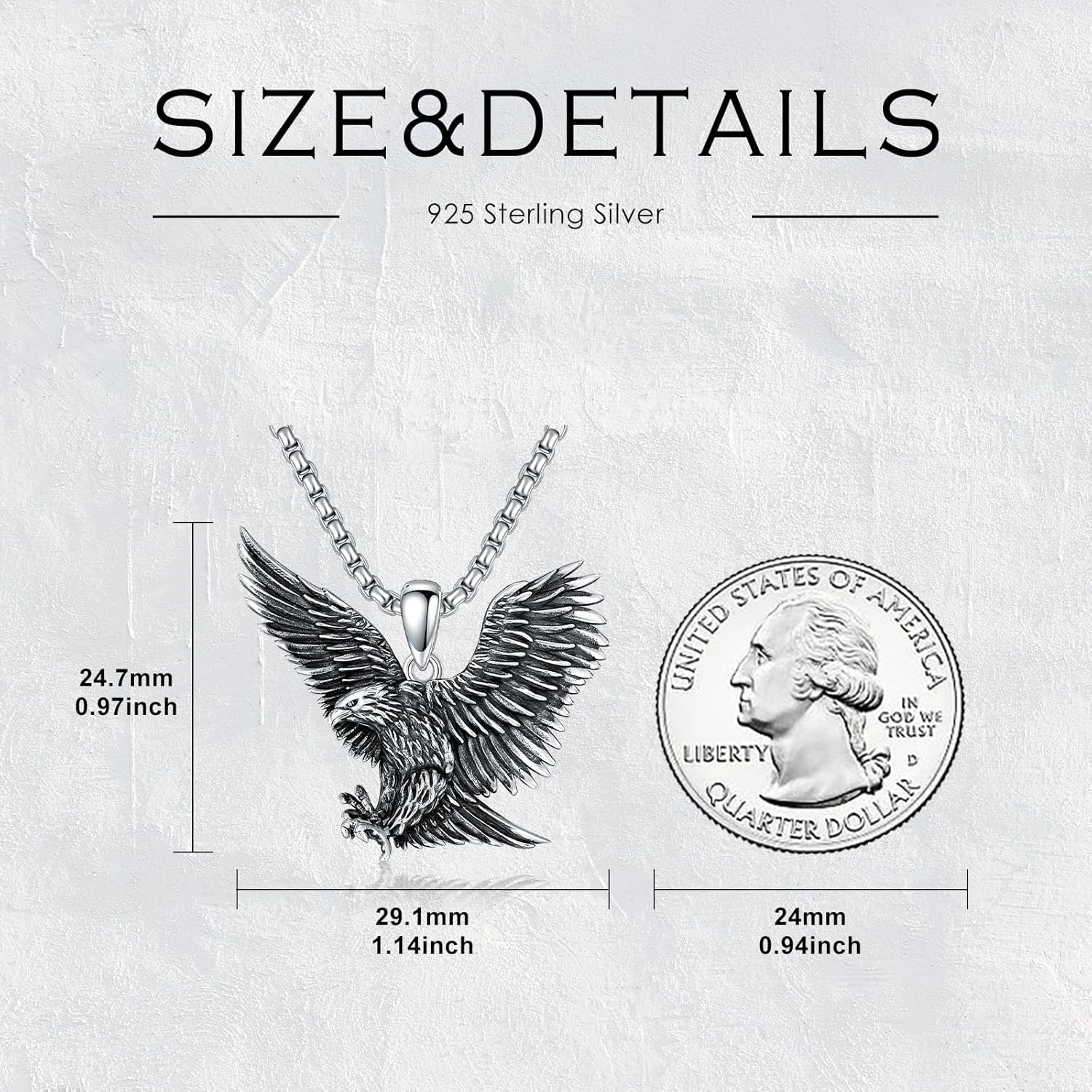 Eagle Necklace 925 Sterling Silver Eagle Pendant Jewelry for Men - Image 6