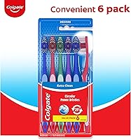 Vista 3 de Cepillo de dientes Colgate Extra Clean, cepillo de dientes mediano para adultos, paquete de 6