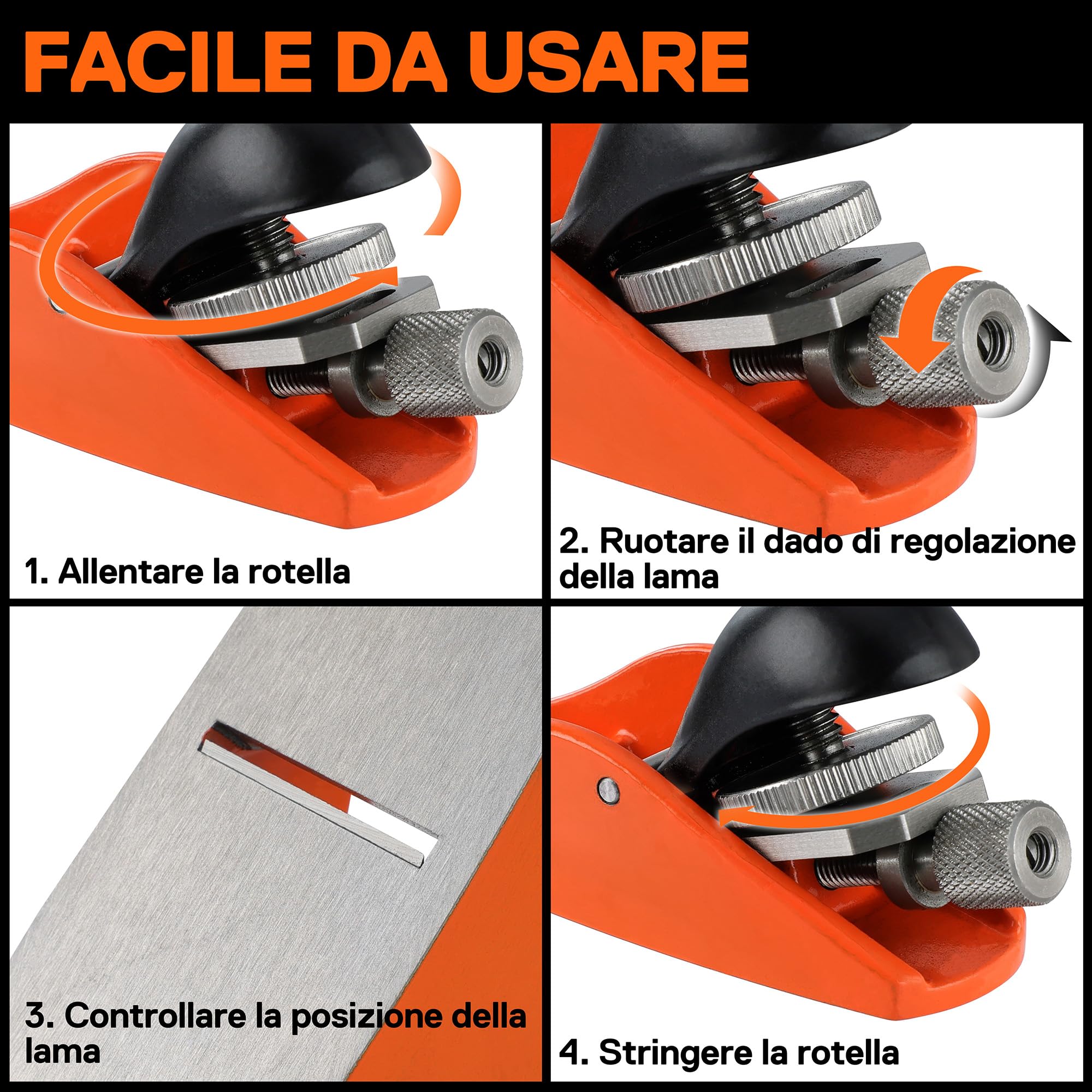 JORGENSEN Mini pialla per legno da 3-1/2", mini pialla manuale per la lavorazione del legno, pialla a blocco, piccola pialla manuale per rifilatura, piallatura del legno, artigianato, piccola pialla