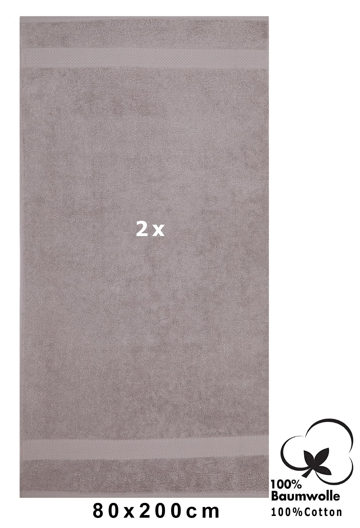 Betz 2 pieces Sauna Towel PALERMO 80x200 cm 100% Cotton color stone grey, 80 x 200 cm - Image 2
