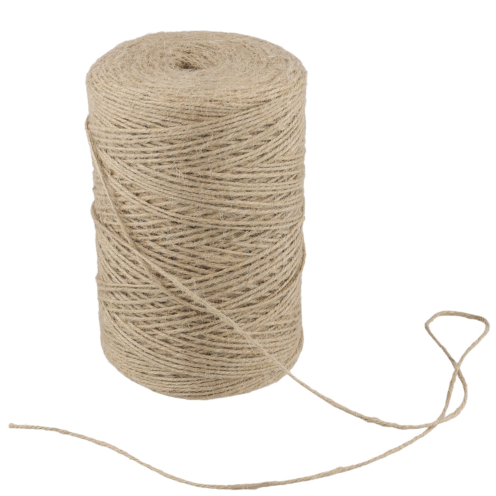 Juego de 3 Cuerdas de Yute Natural de 2 mm x 500 m, Hilo de Yute para Manualidades, Jardinería, Decoración y Bricolaje