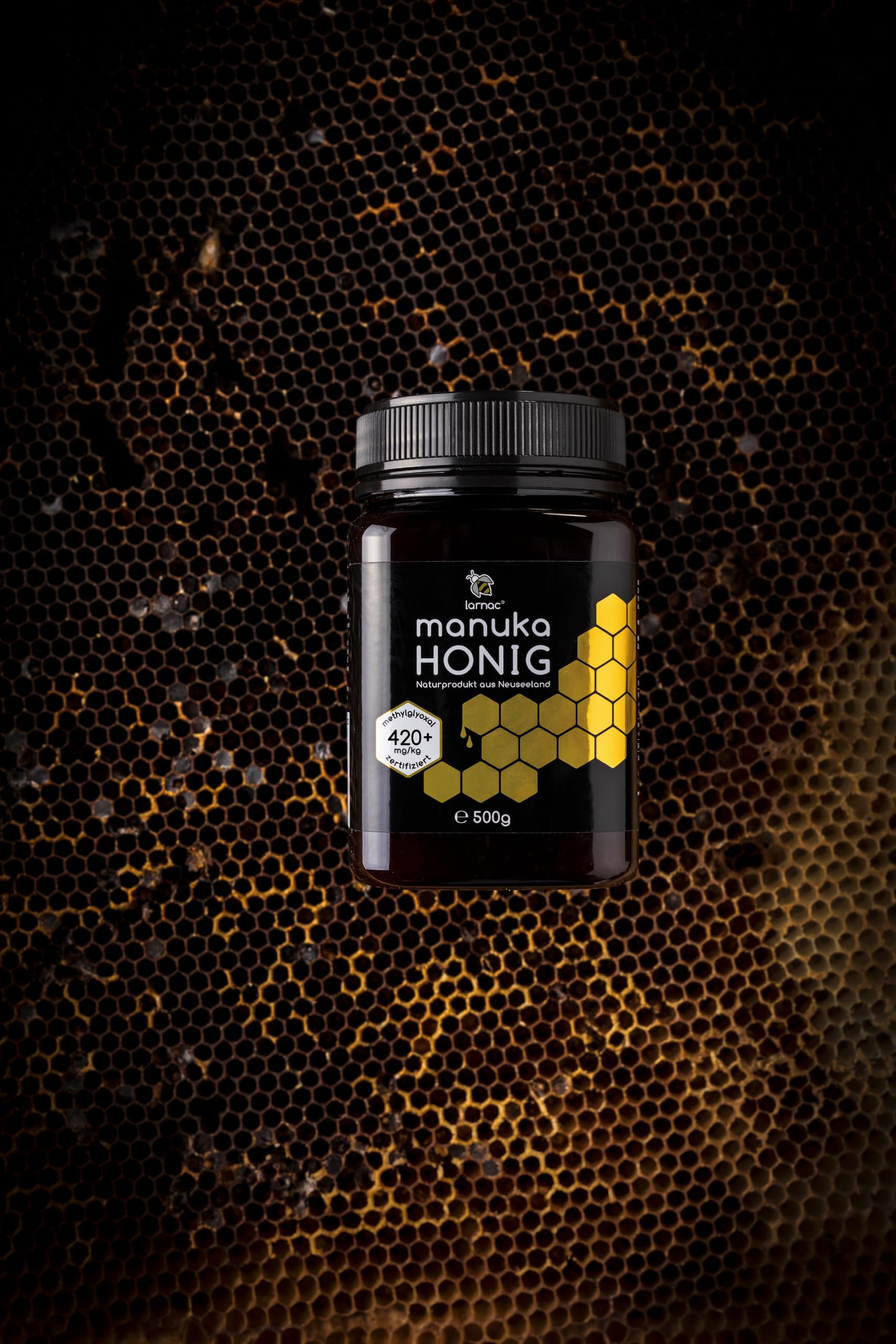 Larnac Manuka Honig 420+ MGO aus Neuseeland, 500g, zertifizierter Methylglyoxalgehalt