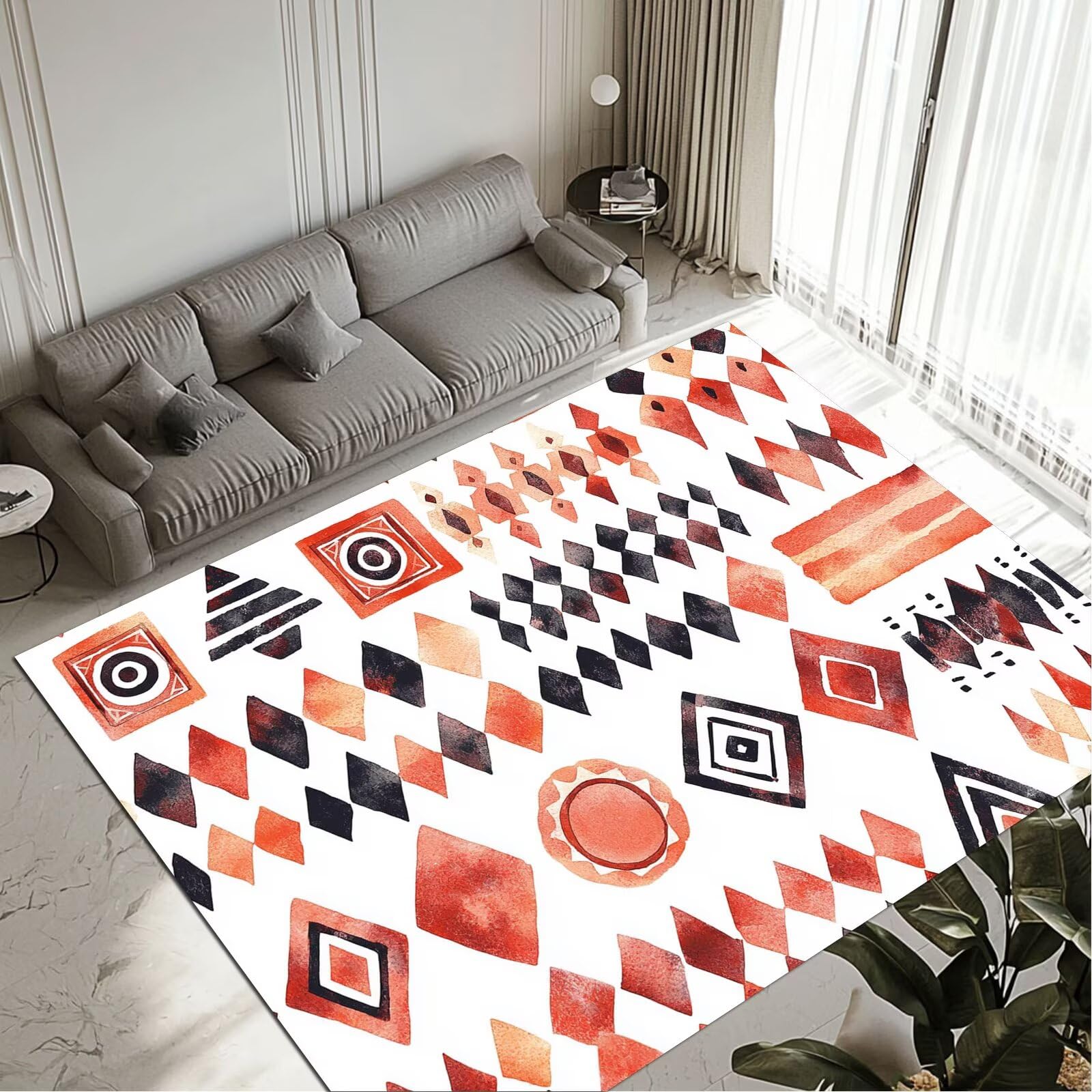 Decoration salon intérieure moderne avec tapis square compact 60x90
