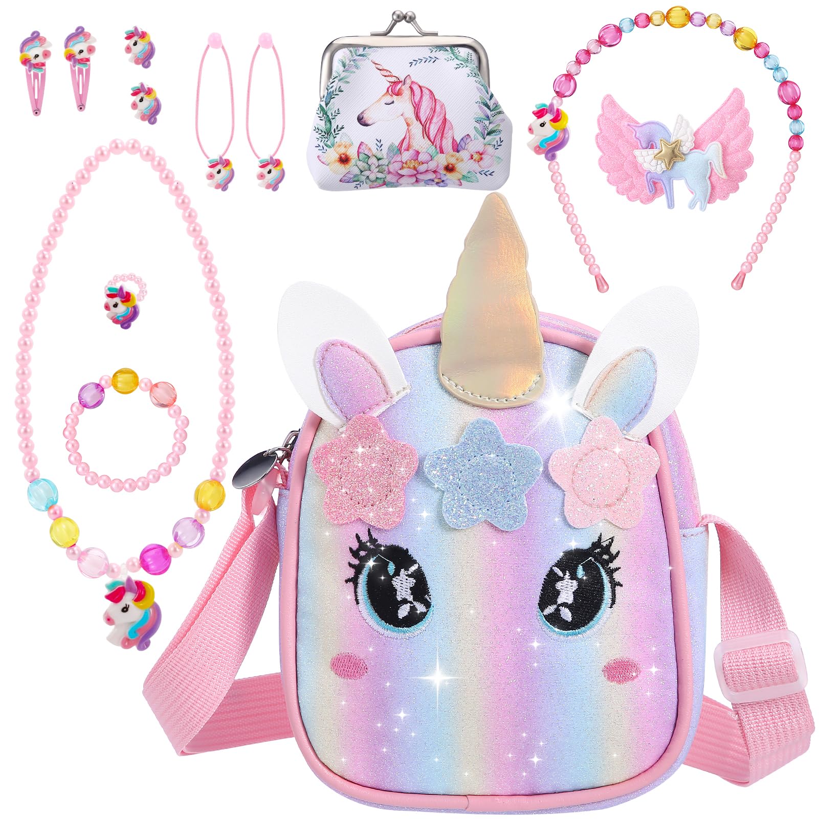 Eenhoorn-handtas, sieradenset voor meisjes, eenhoorn, ketting, armband Eenhoorn-handtas, sieradenset voor meisjes, eenhoorn, ketting, armband