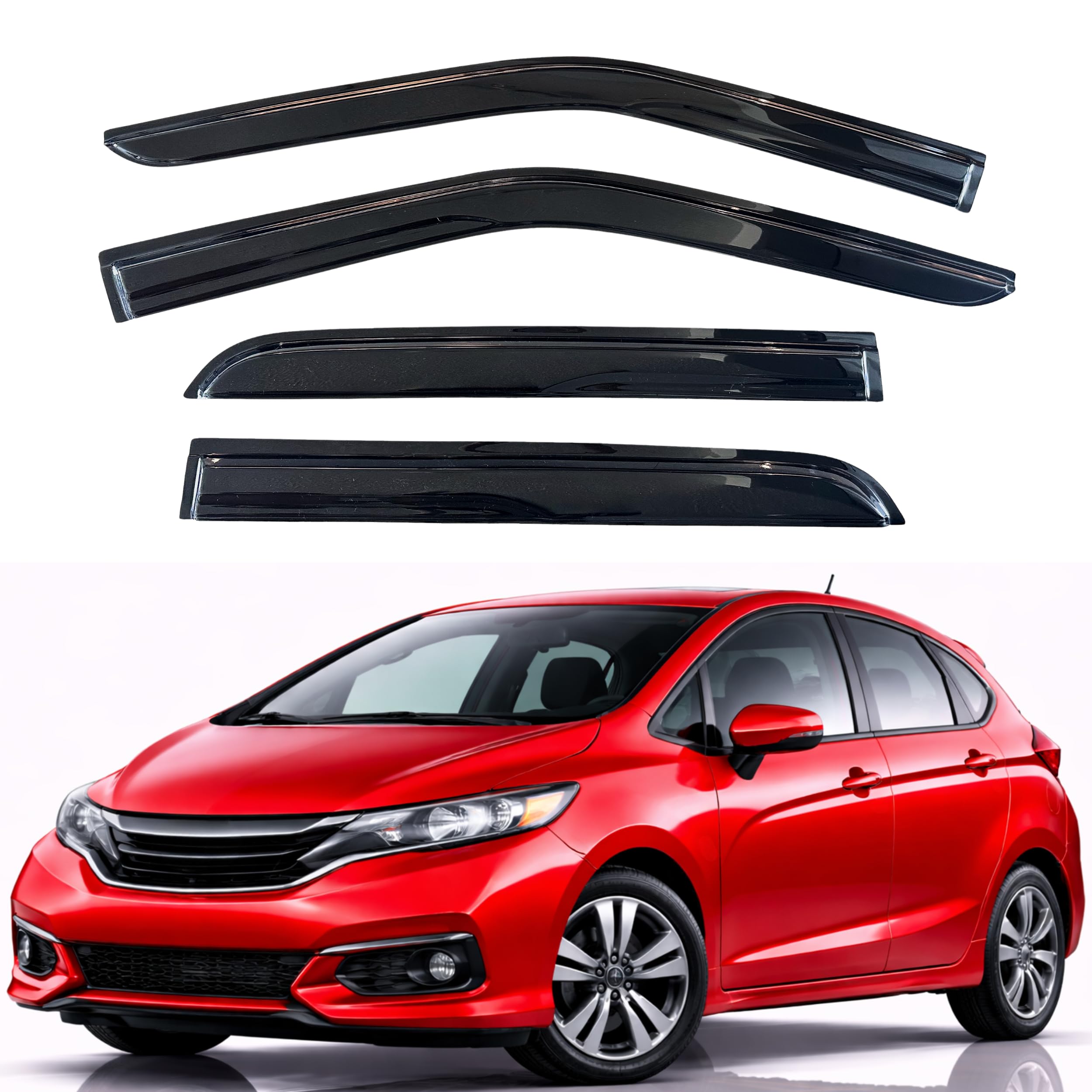 KPY Rain Guards Fit for 2015-2020 Honda Fit, Out-Channel Window Visors Vent Wind Deflectors 4PC, Car Accessories for 15-20 Honda Fit