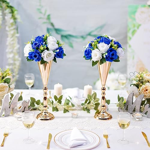 Miniatura 3 de Centros de mesa de flores para mesas de boda decoraciones de mesa de boda, bolas de flores blancas y azules reales, centros de mesa para compromiso,