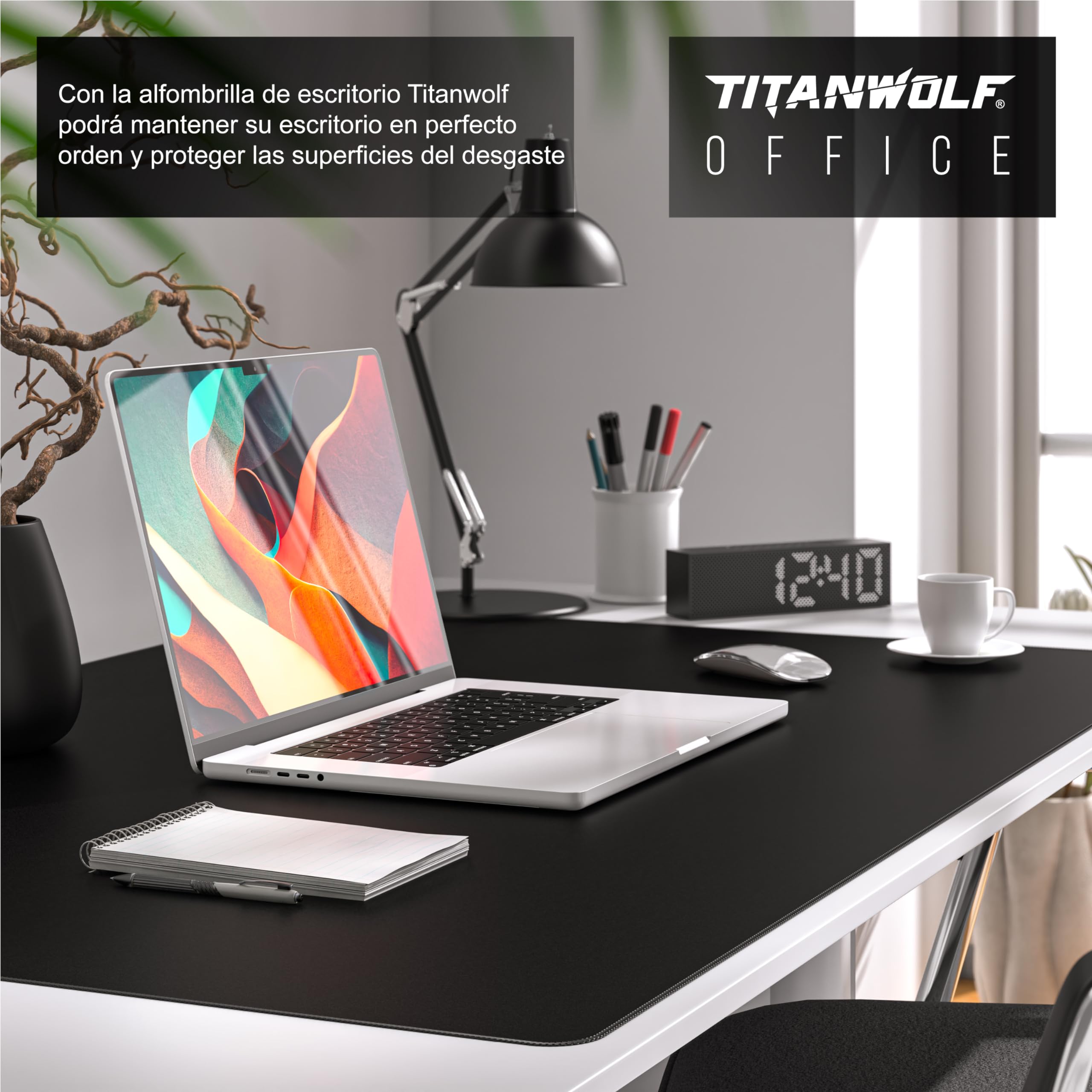 TITANWOLF - Alfombrilla de Ratón de Gran Tamaño 1200x600mm, Mouse Pad Gaming XXXL, Precisión y Velocidad en Juegos, Antideslizante, Superficie de Tejido, para Ratón y Teclado