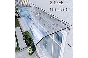 2PC Window Door Wall Frosted Canopy Window Awning PET for Sun UV Rain Shelter