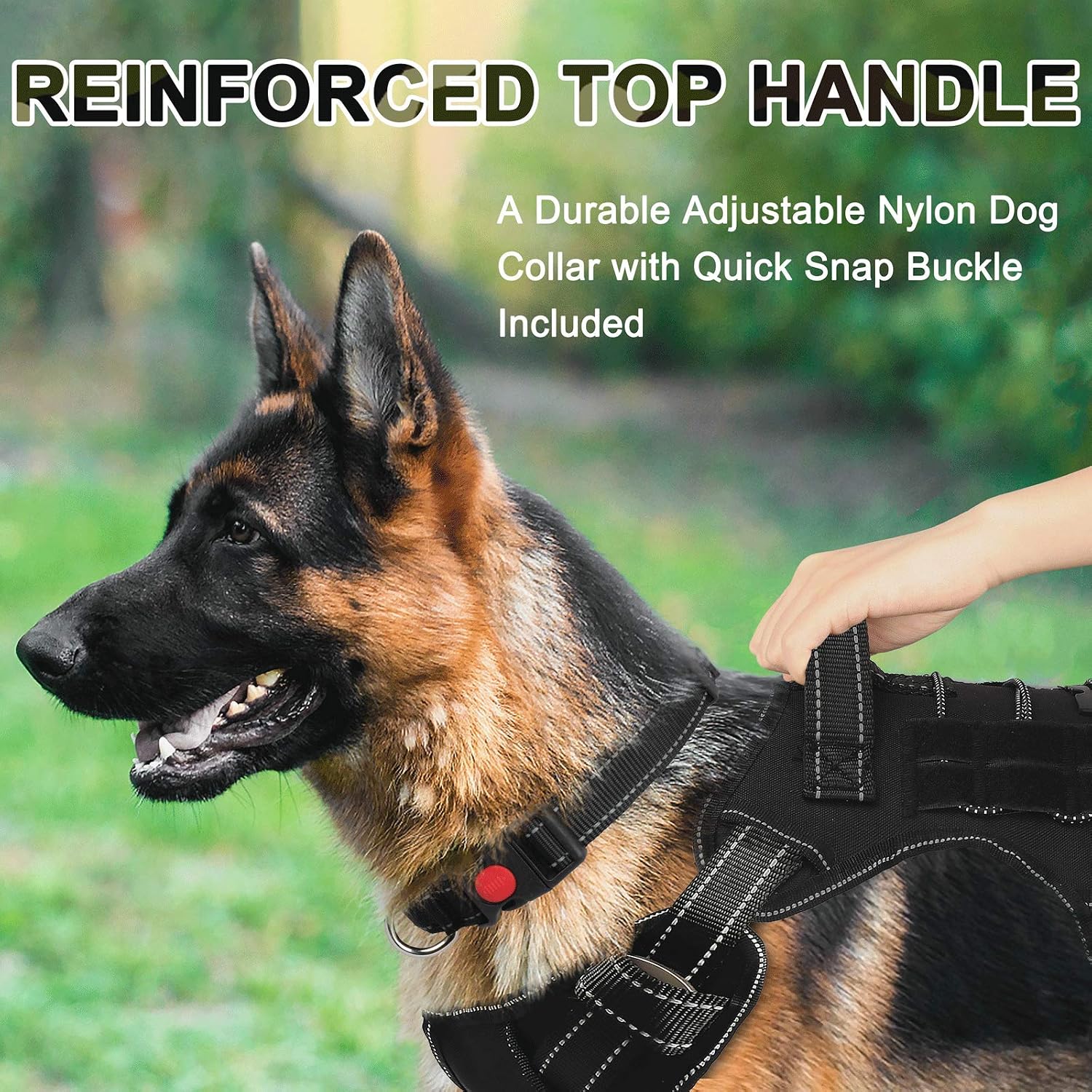 BABYLTRL Tactical Dog Harness for Large Medium Small Dogs, No Pull Dog Harness, Working Dog MOLLE Vest with Handle, Reflective K9 Military Service Dog Vest Harness for Training Hunting Walking