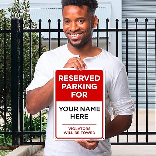 Miniatura 10 de Sigo Signs - Letrero personalizado con texto en inglés Reserved Parking All Violators Will Be Towed 12 x 18 pulgadas aluminio 0063 resistente a la